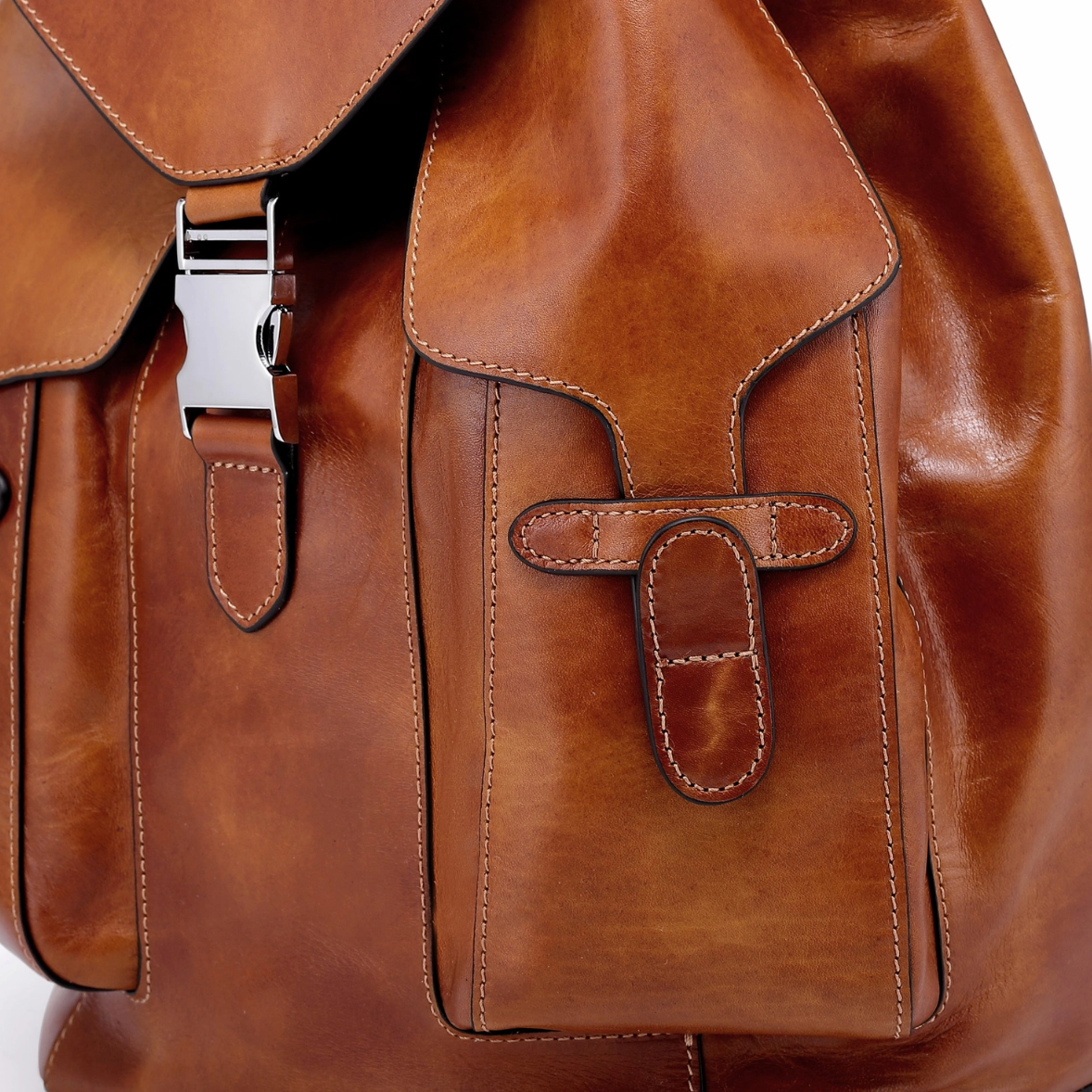 •CLEMSON• saddle brown leather backpack