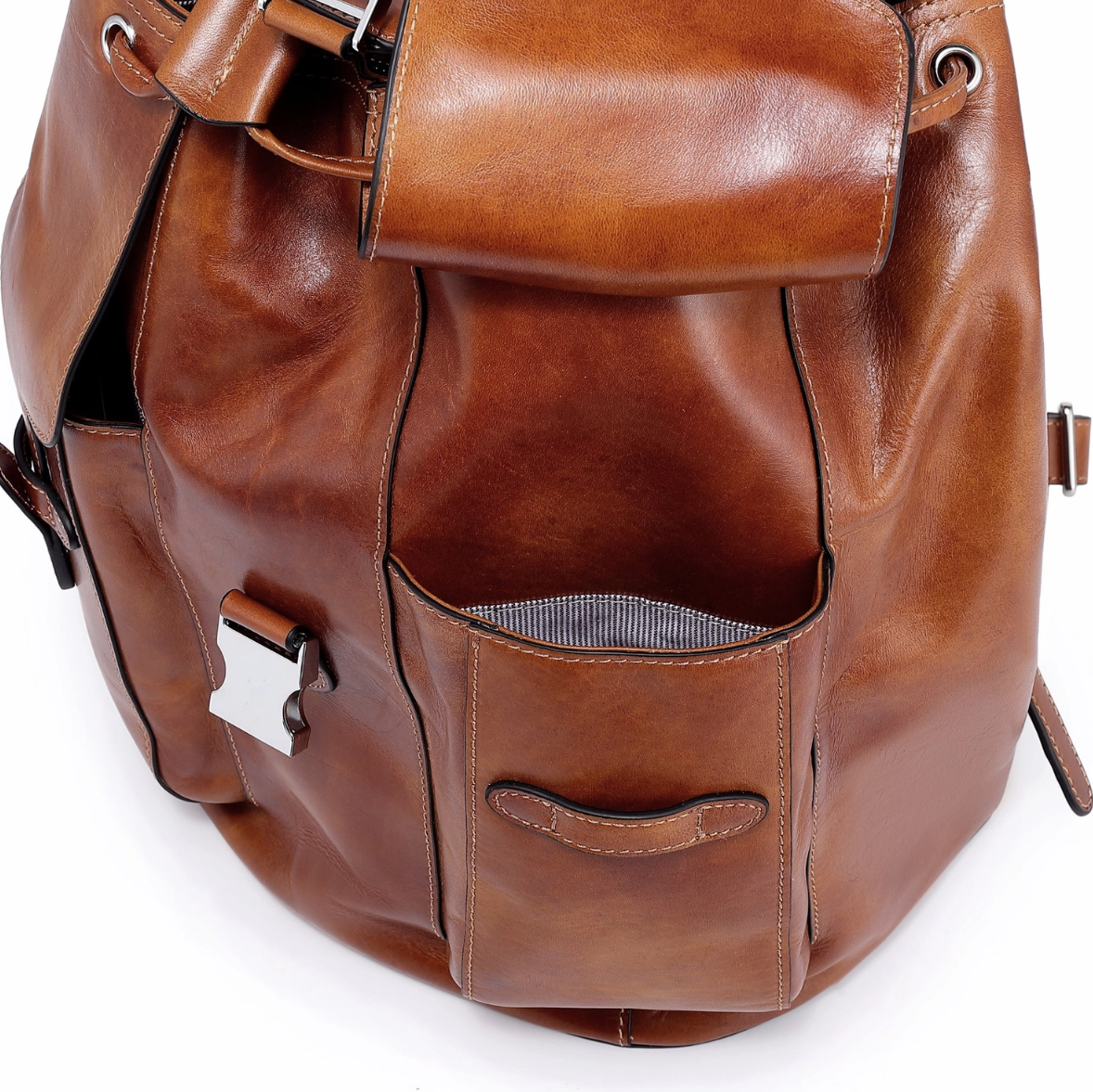 •CLEMSON• saddle brown leather backpack