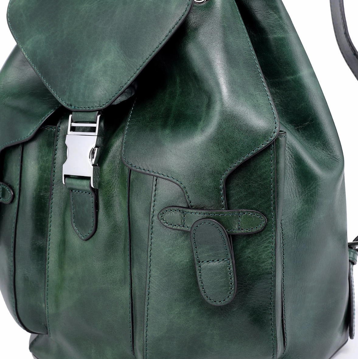 •CLEMSON• hunter green leather backpack