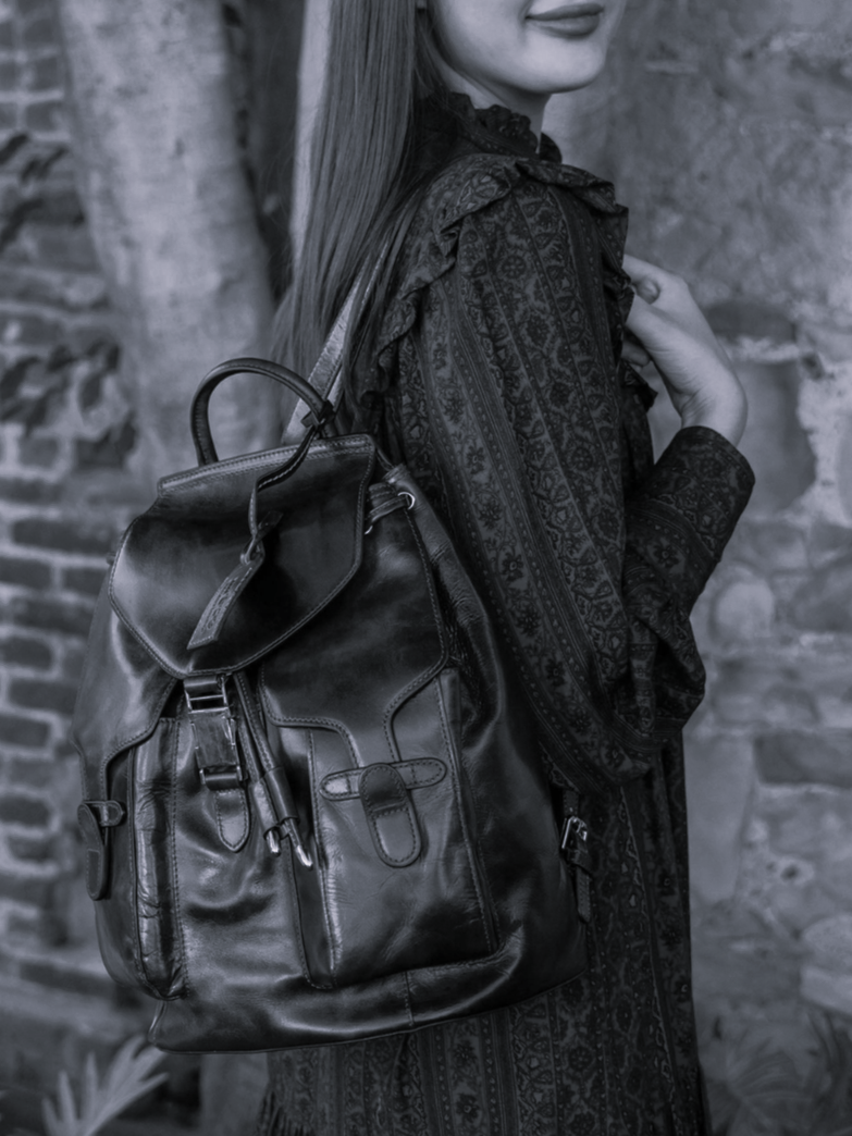 •CLEMSON• saddle brown leather backpack