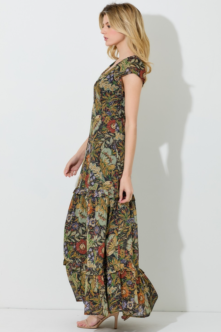 •FLORENZA• floral tiered maxi dress