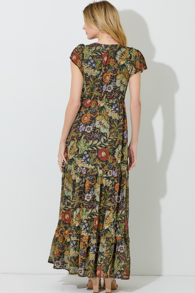 •FLORENZA• floral tiered maxi dress
