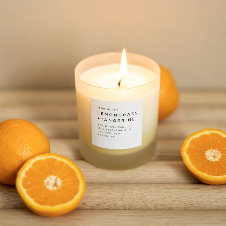 •LEMONGRASS + TANGERINE• soy wax candle