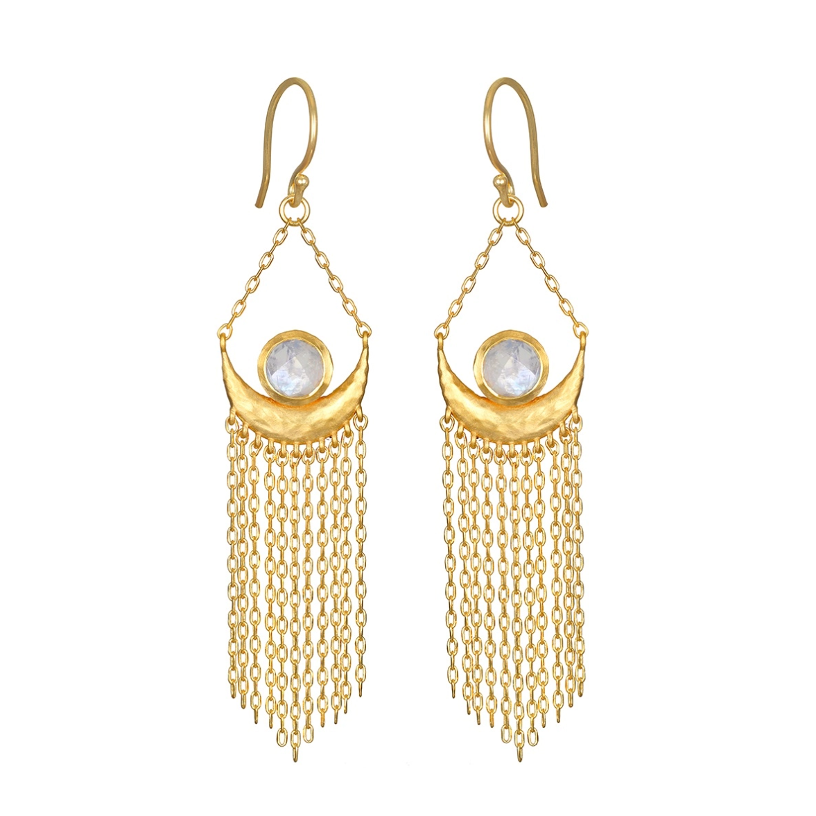 •CASCADE OF STARLIGHT• rainbow moonstone + gold dangle earrings