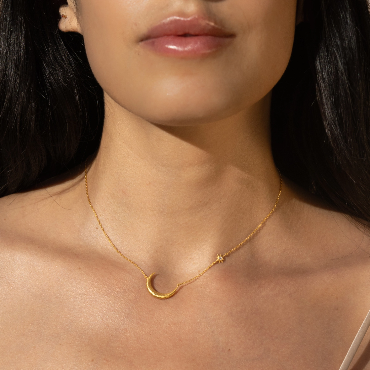•ETHEREAL GUIDE• rainbow moonstone + gold necklace (16"-19" long)