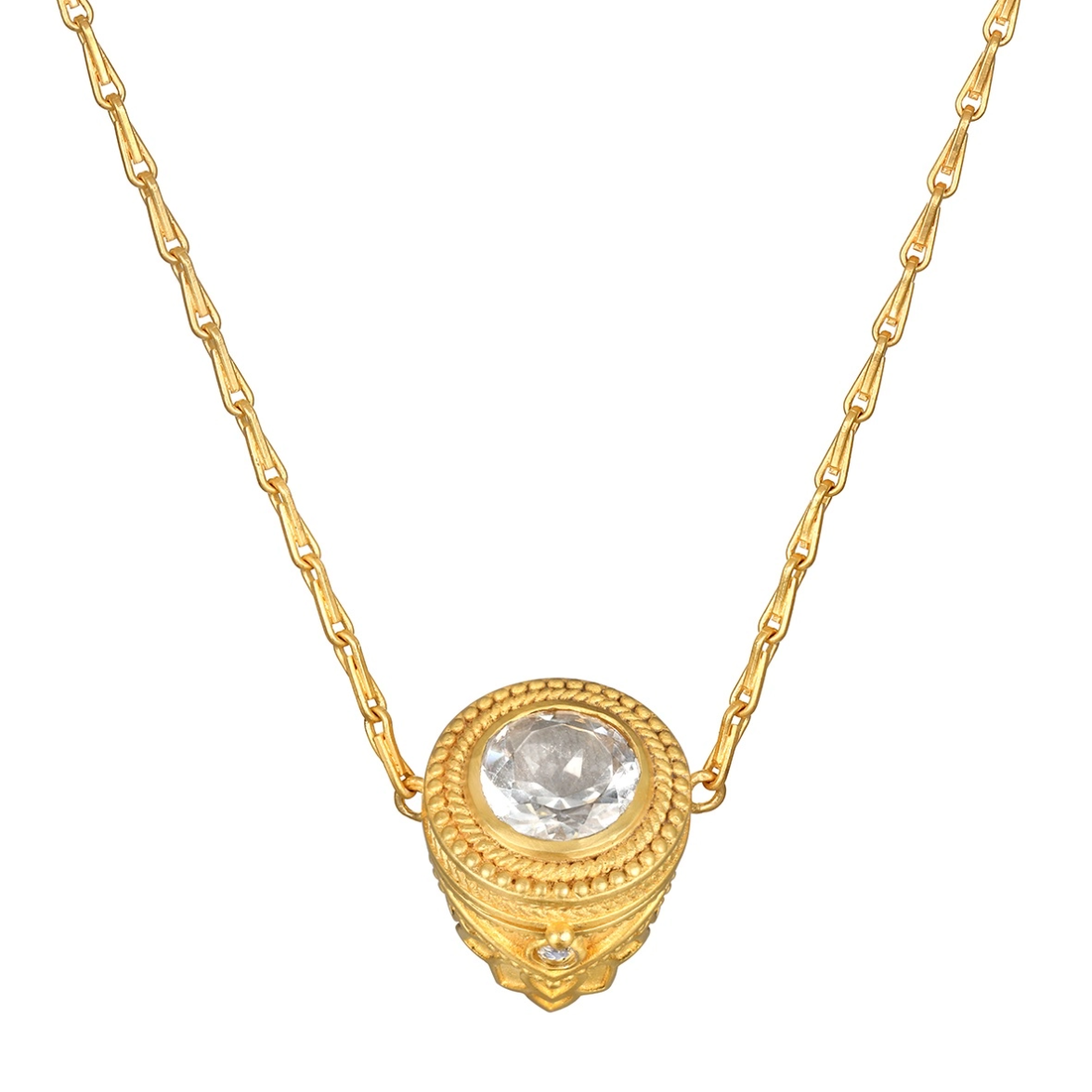 •GUIDING SPIRIT• labradorite + topaz gold locket necklace (18"-21" long)
