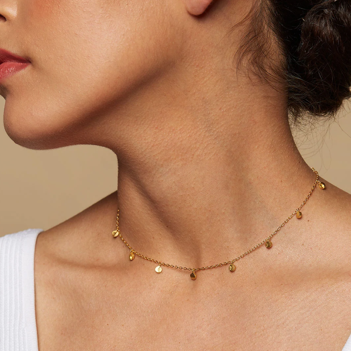 •MOON PHASES• gold necklace (14"-17" long)