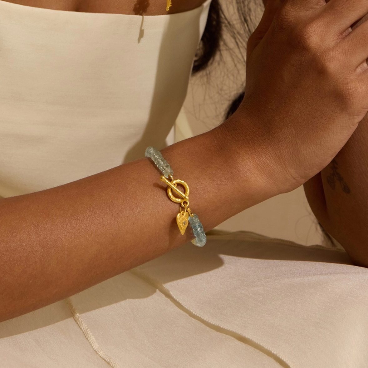 •TRANQUIL SPIRIT• aquamarine + gold bracelet