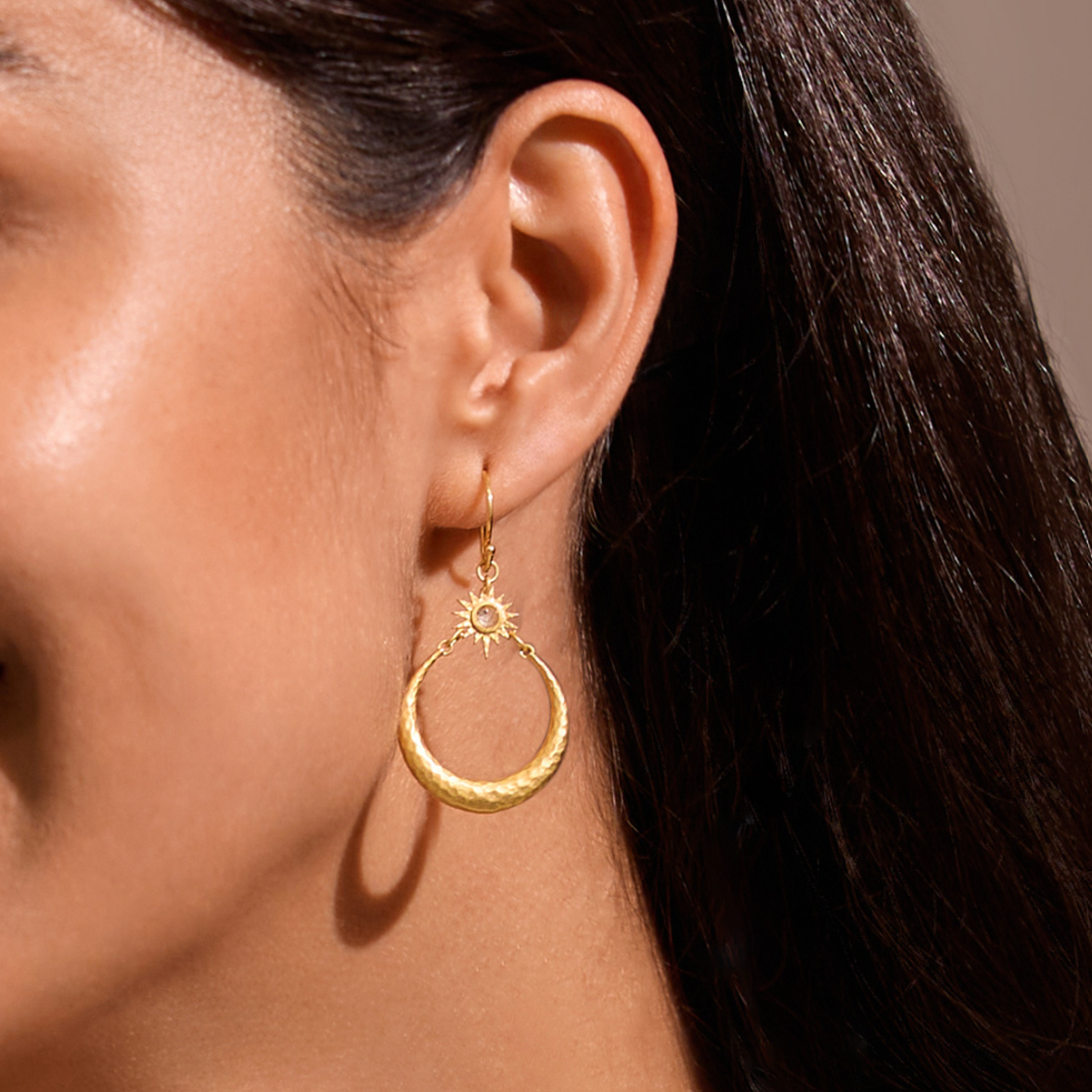 •STELLAR SISTERHOOD• rainbow moonstone + gold dangle earrings