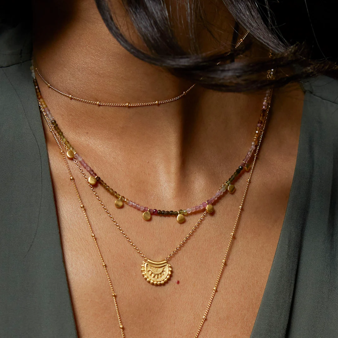 •PEACE + PROTECTION• tourmaline + gold necklace (14"-17" long)