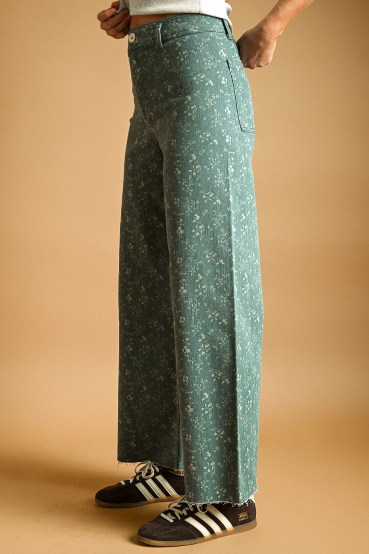•MAGGIE• floral cotton blend denim pants