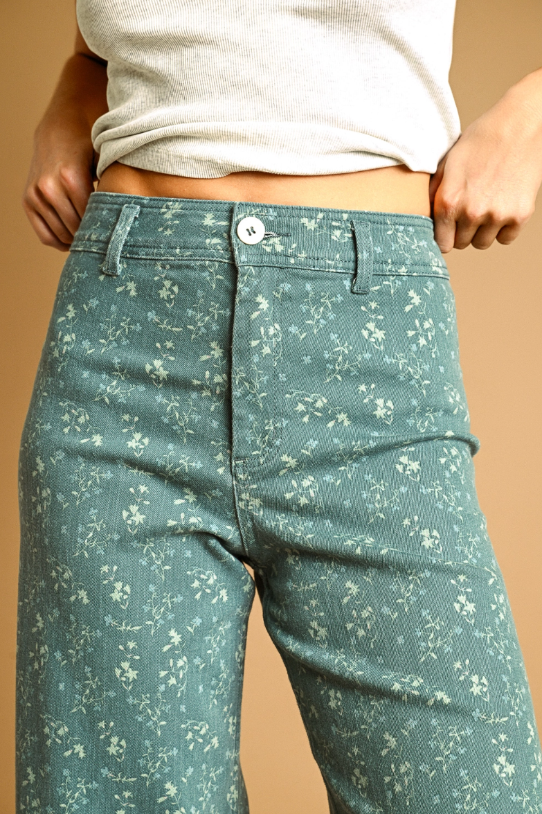 •MAGGIE• floral cotton blend denim pants