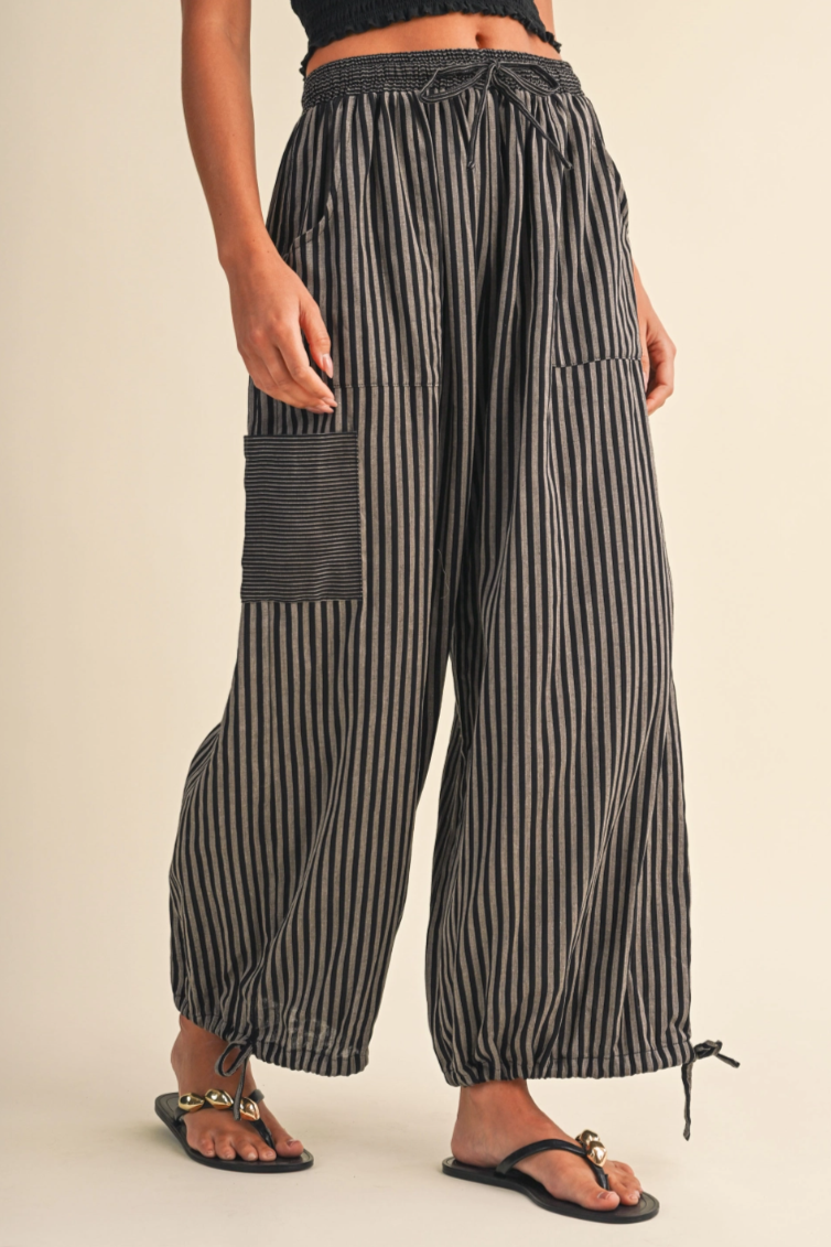 •MILES• cotton striped convertible leg pants