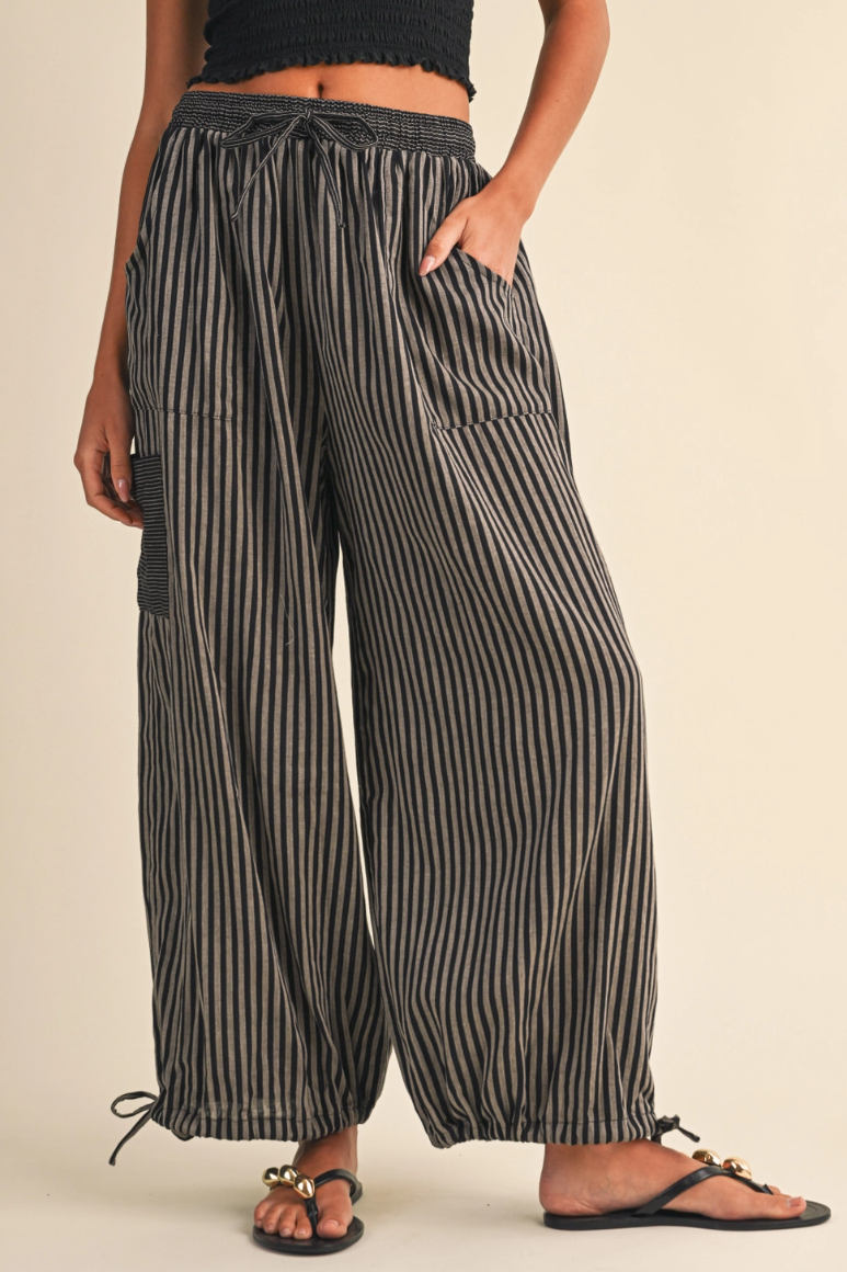 •MILES• cotton striped convertible leg pants