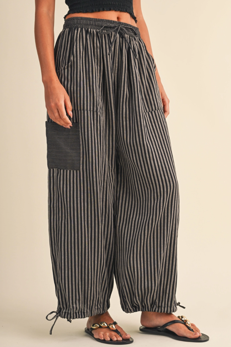 •MILES• cotton striped convertible leg pants