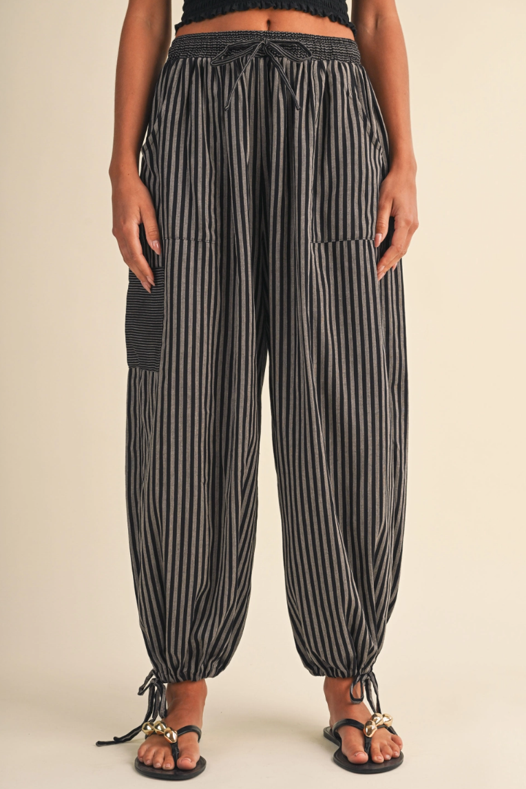•MILES• cotton striped convertible leg pants