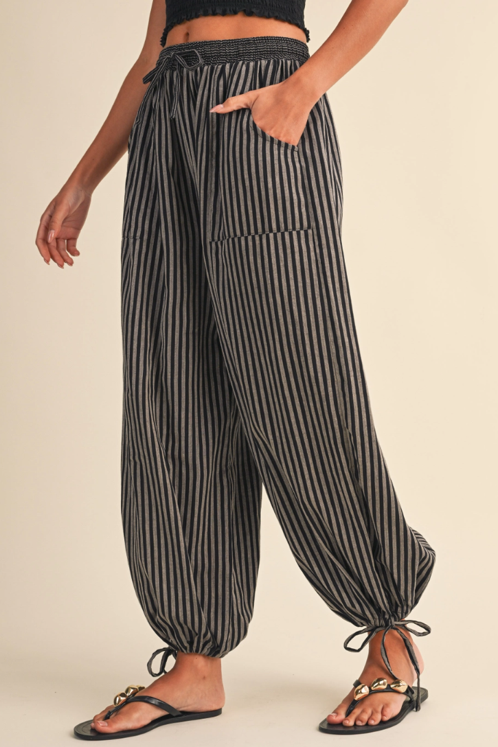 •MILES• cotton striped convertible leg pants