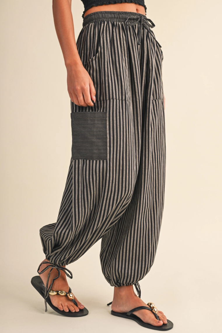 •MILES• cotton striped convertible leg pants