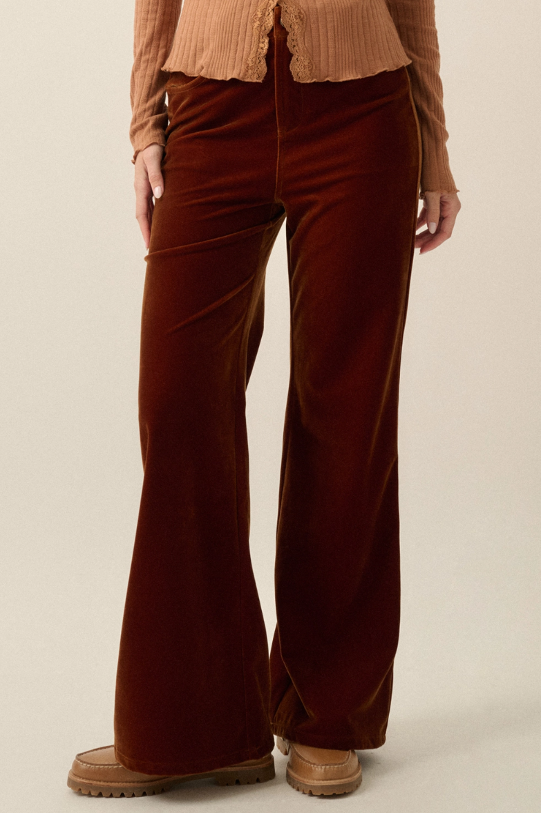 •LENORA• velvet high waist flare pants