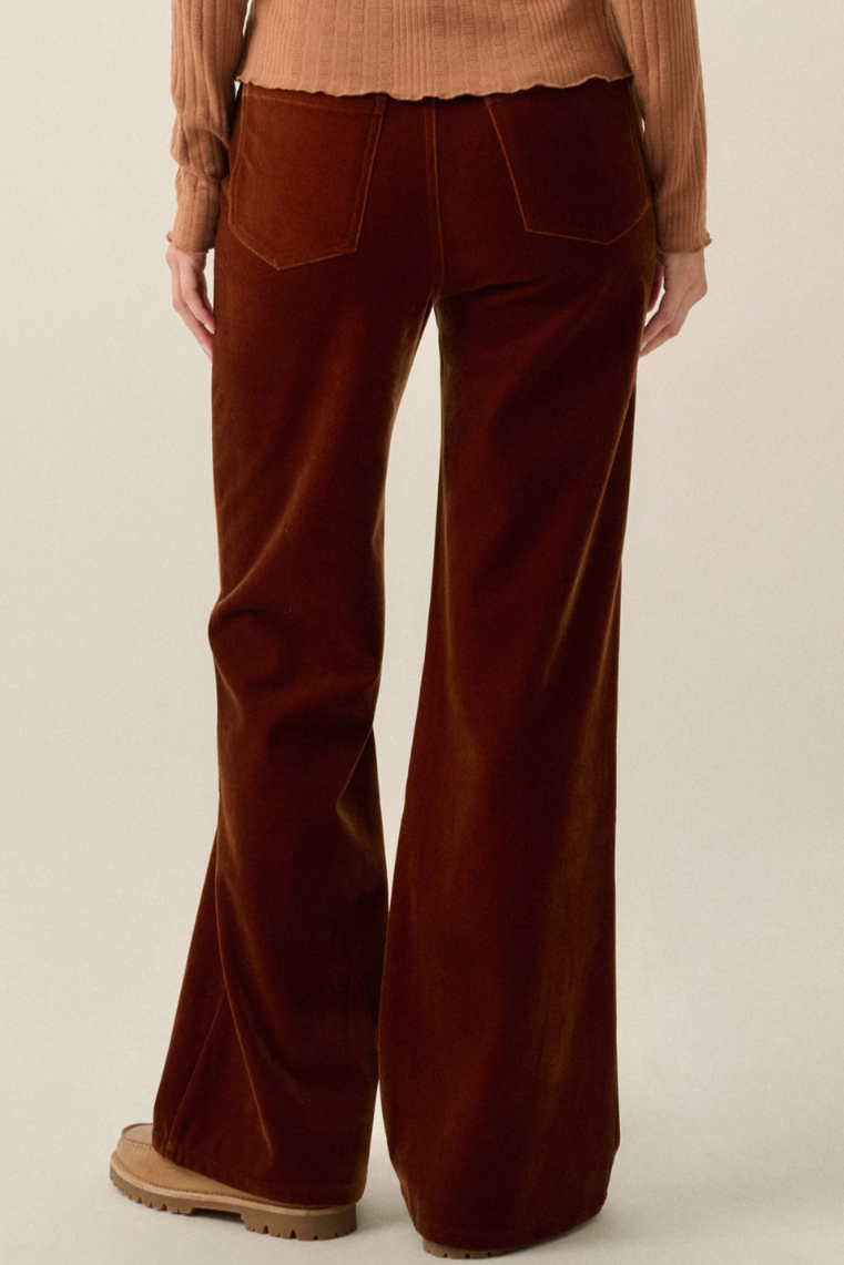 •LENORA• velvet high waist flare pants
