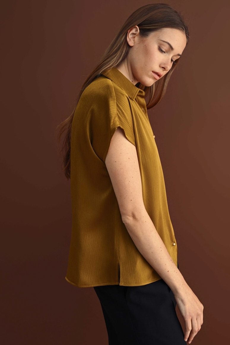 •SINOPIA• satin collared button down top