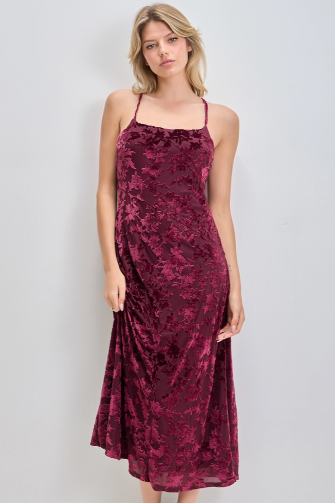 •CELOSIA• velvet burnout midi dress