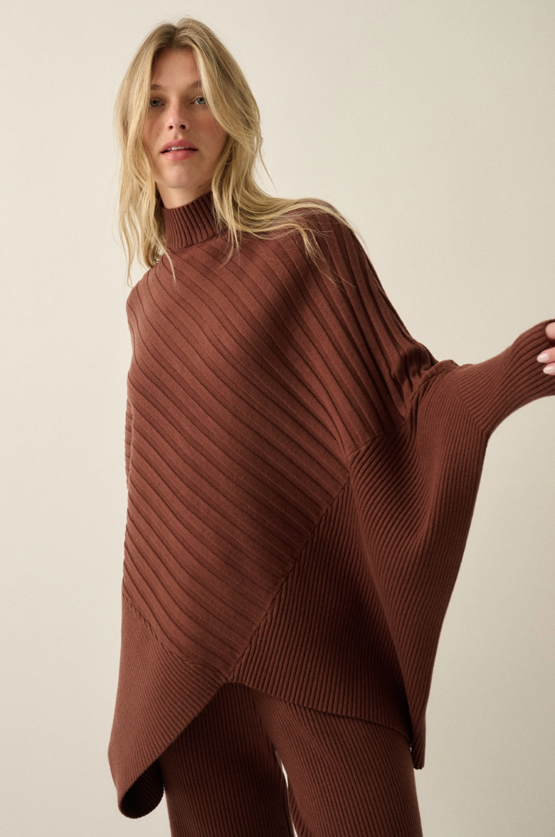 •MERYL• asymmetric ribbed knit dolman sweater