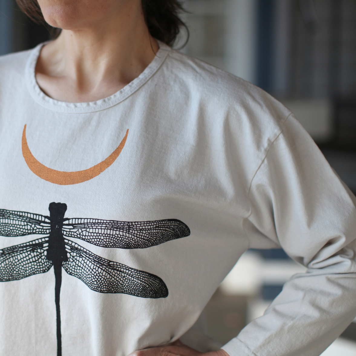 •DRAGONFLY CRESCENT• heavyweight cotton long sleeve top (USA)