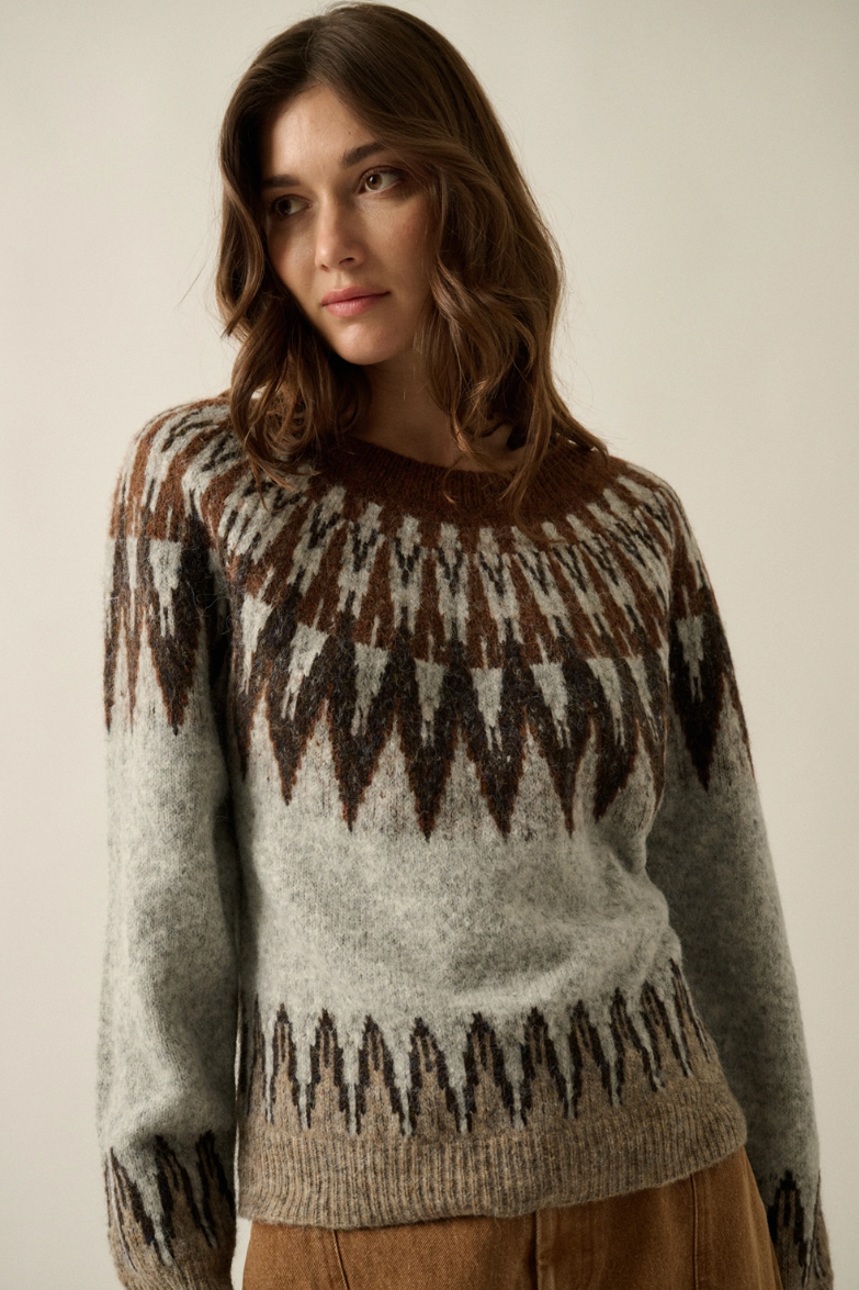 •FIONA - EARTH• wool blend fair isle knit sweater