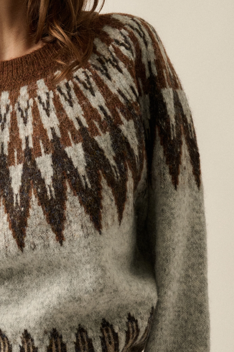 •FIONA - EARTH• wool blend fair isle knit sweater