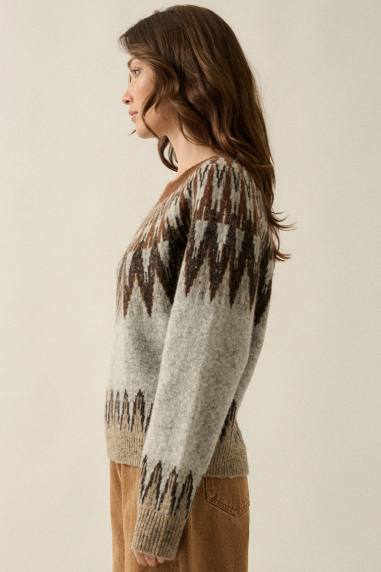 •FIONA - EARTH• wool blend fair isle knit sweater