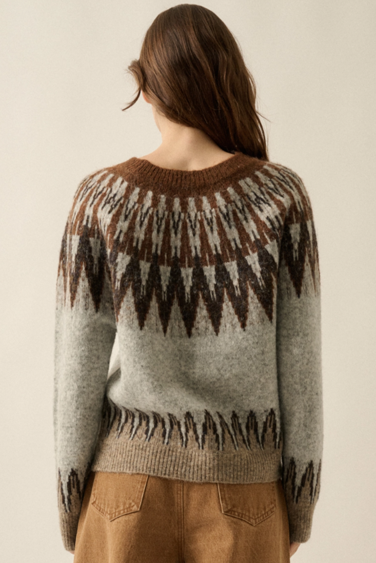 •FIONA - EARTH• wool blend fair isle knit sweater