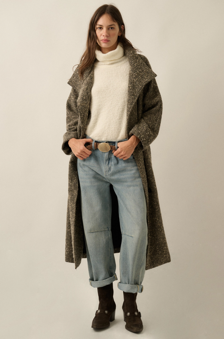 •ONASSIS• herringbone tweed overcoat