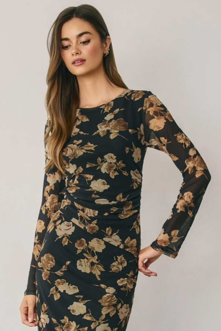 •SYLVIA• floral mesh asymmetric top