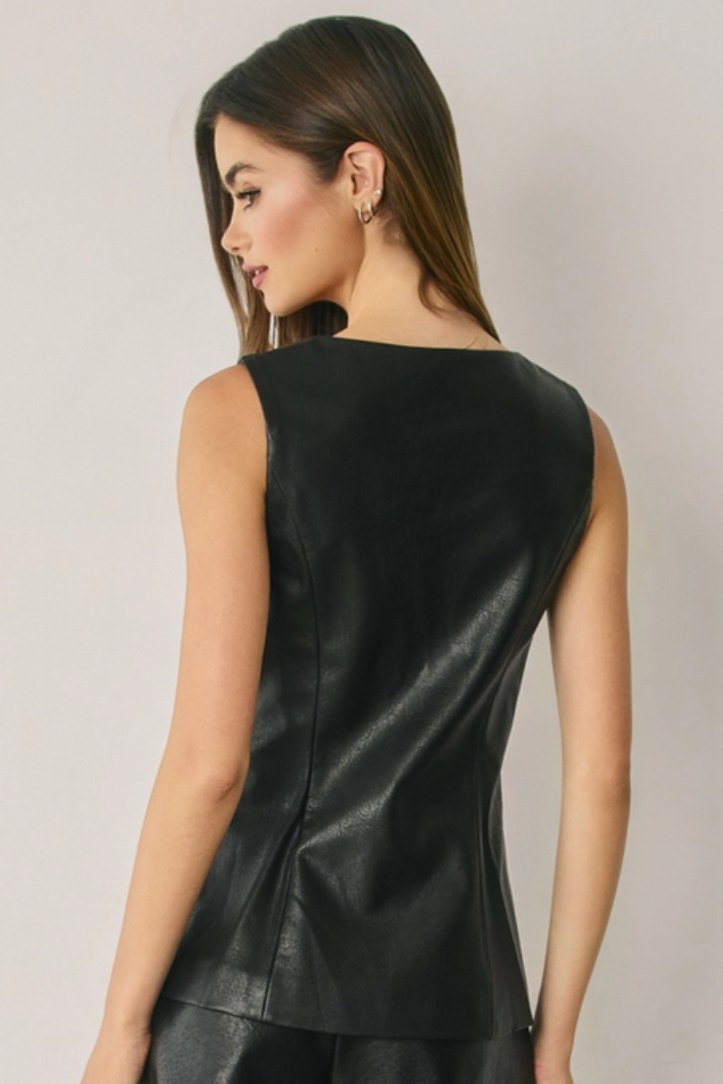 •RORY• 'leather' square neck vest