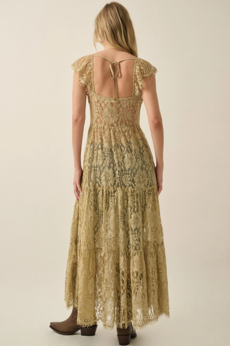 •DOVE• lacy cotton blend cap sleeve duster