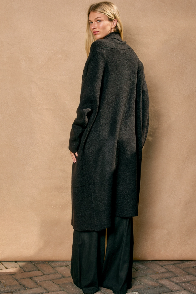 •CHARLIZE - BLACK• soft knit duster cardigan