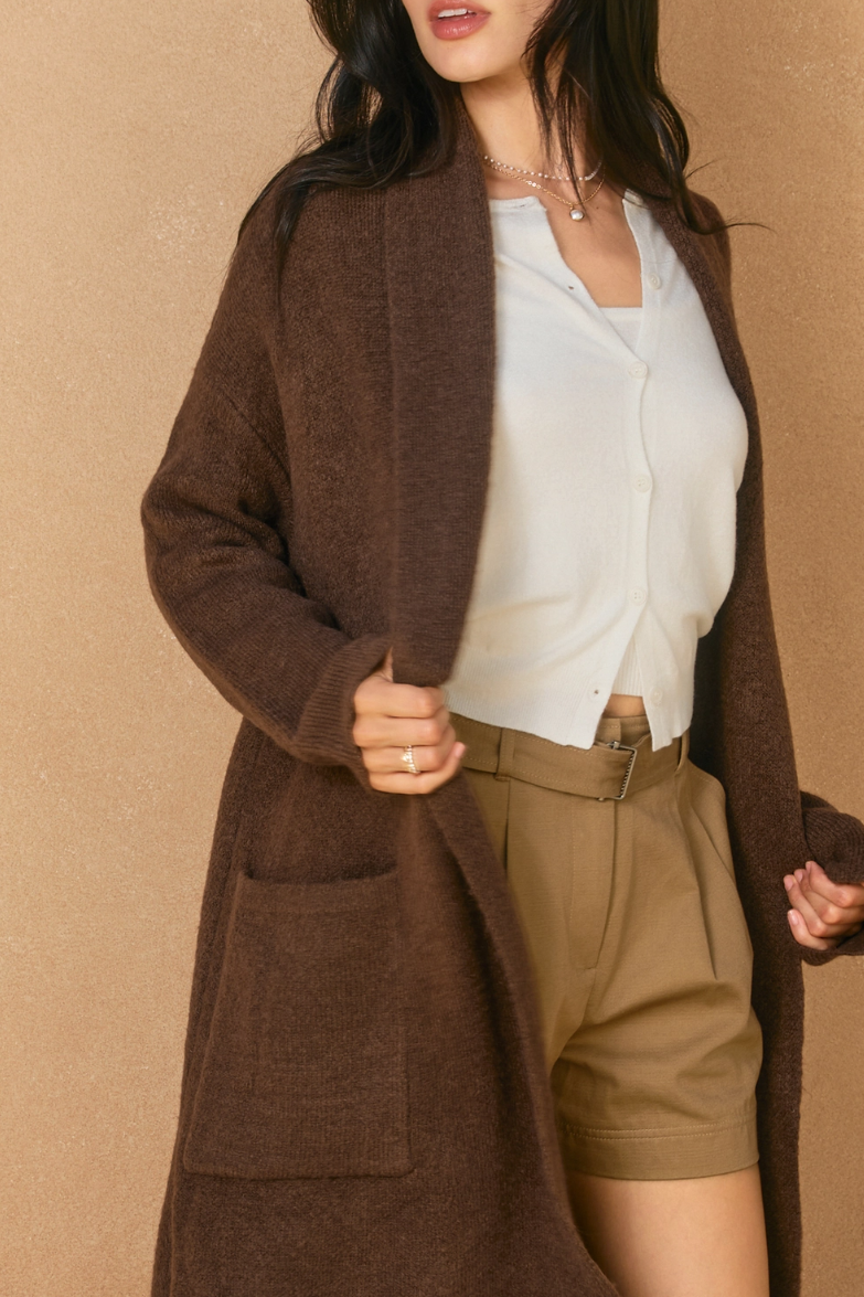 •CHARLIZE - CHOCOLATE• soft knit duster cardigan