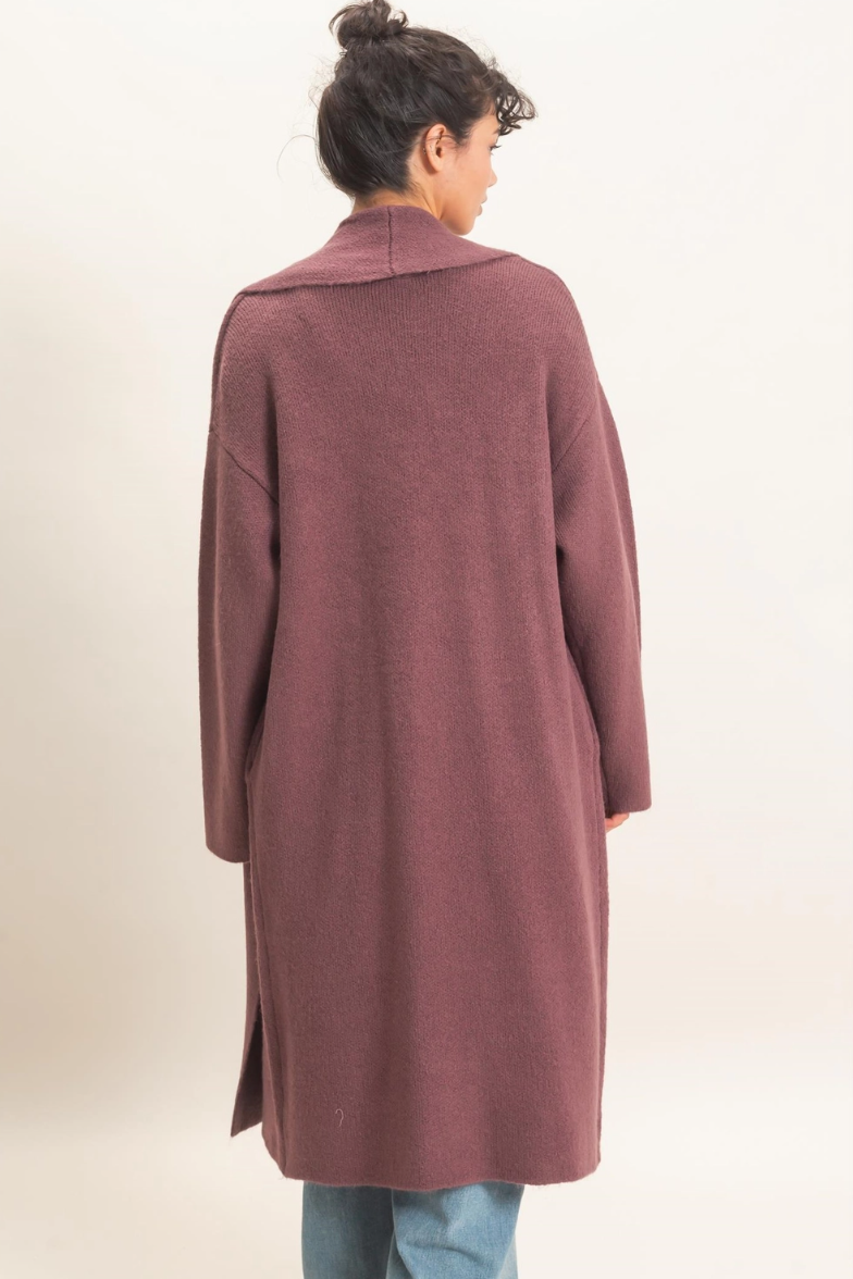 •CHARLY - PLUM• soft knit duster cardigan