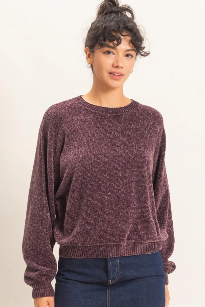 •SPENCER - RAISIN• chenille knit sweater