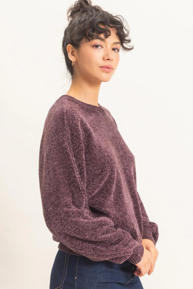 •SPENCER - RAISIN• chenille knit sweater