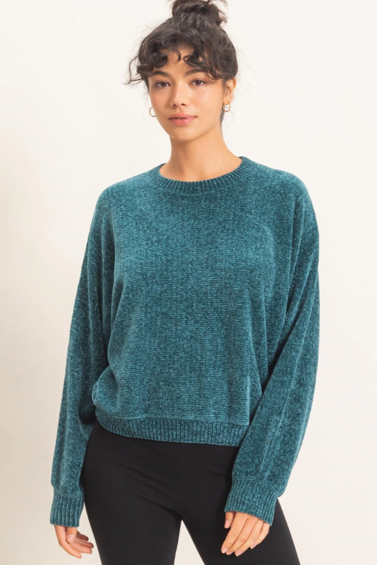 •SPENCER - TEAL• chenille knit sweater