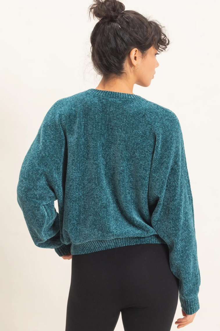•SPENCER - TEAL• chenille knit sweater
