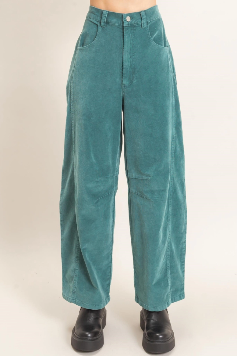 •FLYNN - TEAL GREEN• mineral washed barrel leg pants