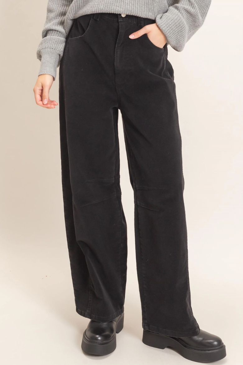 •FLYNN - BLACK• mineral washed barrel leg pants