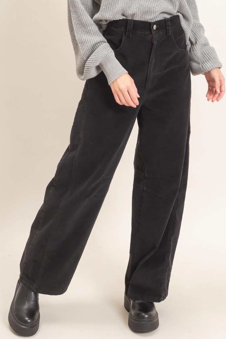 •FLYNN - BLACK• mineral washed barrel leg pants