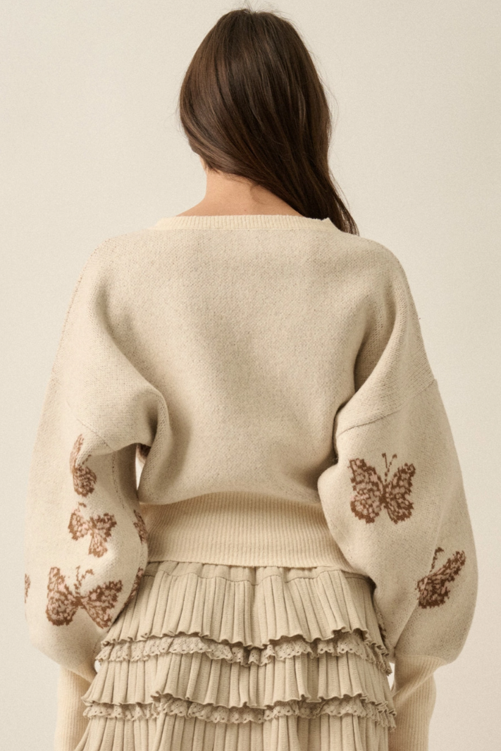 •DARLA - CREAM• butterfly jacquard knit sweater
