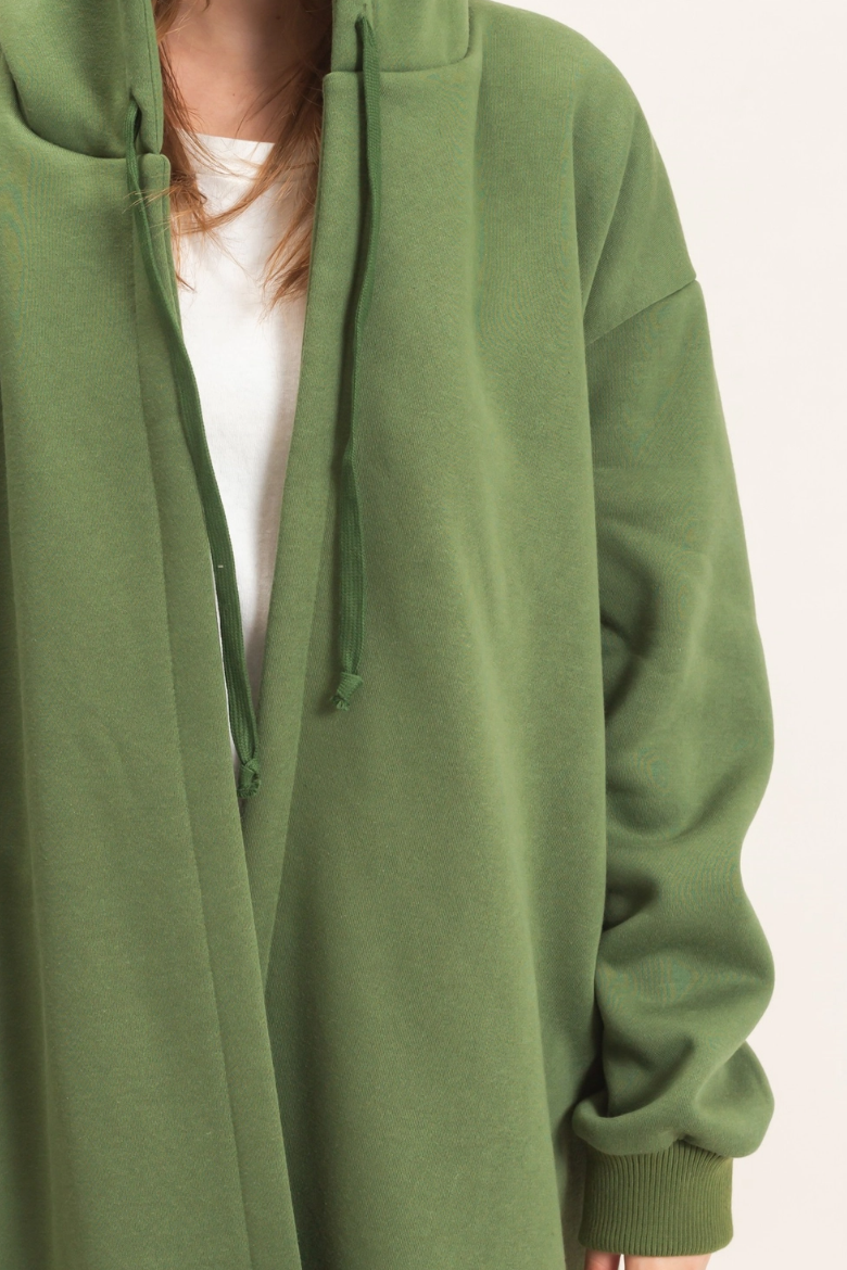 •CHANTELLE - HEDGE GREEN• cotton blend oversized hooded coat