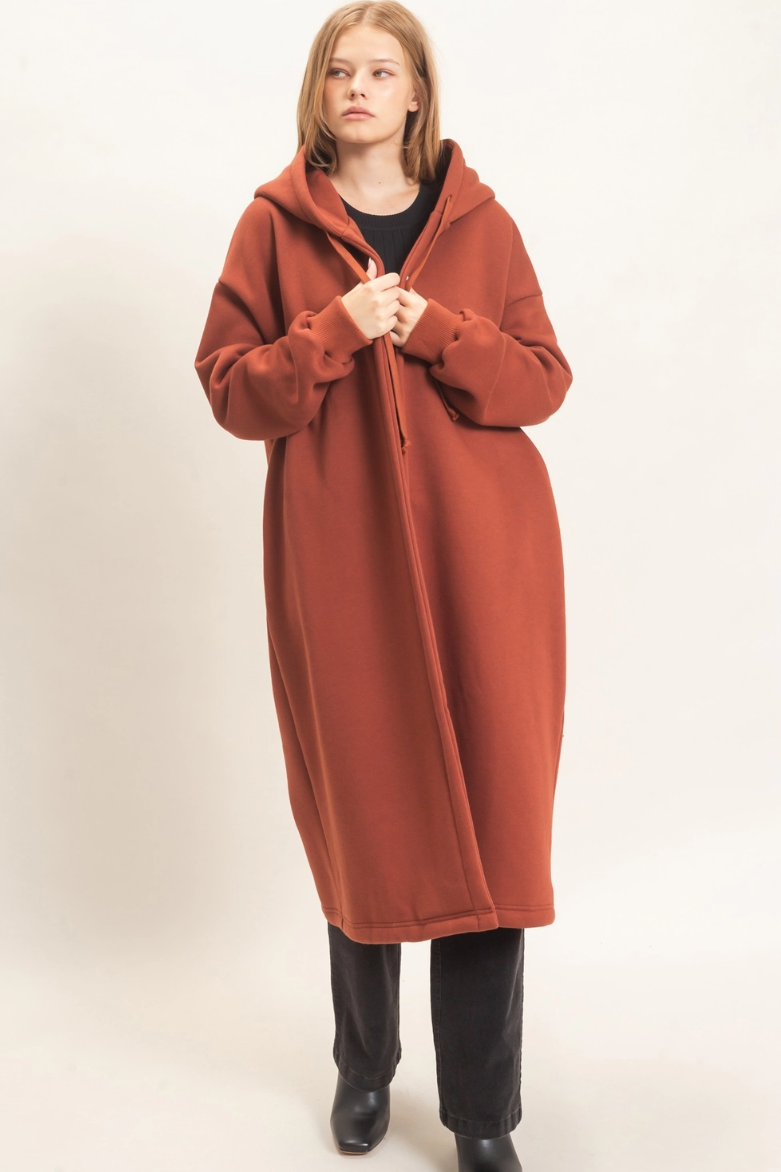 •CHANTELLE - PAPRIKA• cotton blend oversized hooded coat