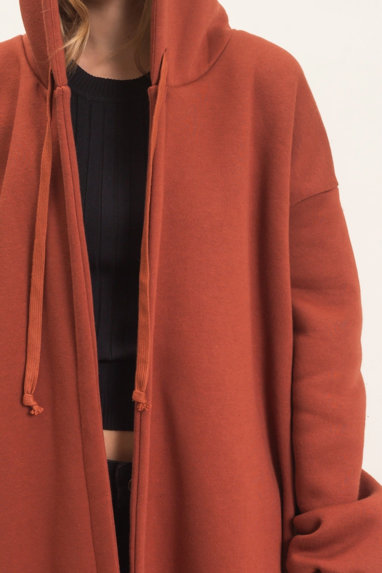 •CHANTELLE - PAPRIKA• cotton blend oversized hooded coat